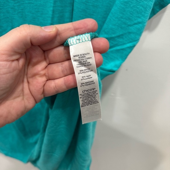 Weekends By Chico’s Fine Knit Casual Top in Teal Size 2 - Picture 4 of 5